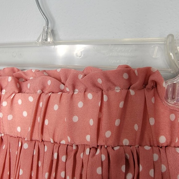 S Polka dot skirt Accordion Pleats Pink White EE - Picture 4 of 10